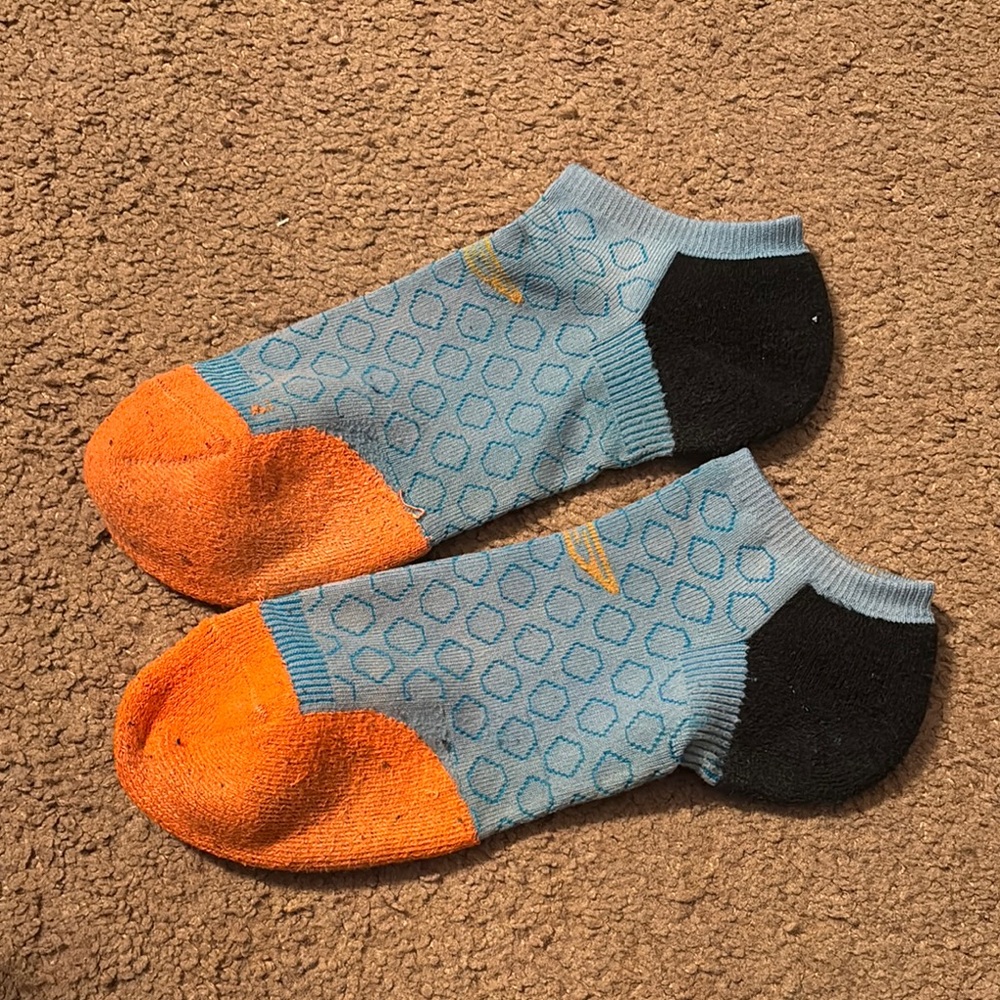Men's Blue and Orange Ankle Socks Gym Athletic Material